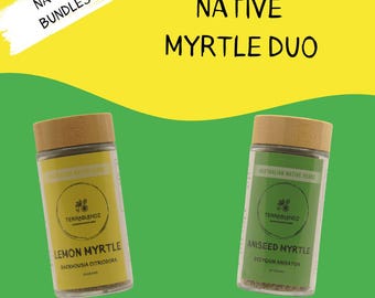 Native Myrtle Duo, Dried Aniseed Myrtle and Lemon Myrtle Pack, Native Australian Cooking Herbs, Spices and Seasoning! Excellent Gift Idea!