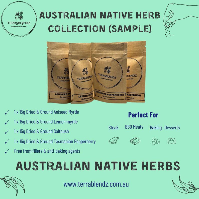 Australian Native Herb Collection (sample Pack), All 4 Popular Native