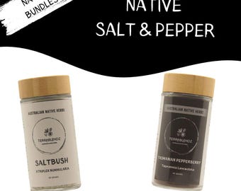 Terrablendz Native Salt and Pepper, Dried Old Man Saltbush and Tasmanian Pepperberry Pack, Australian Cooking Herbs, Excellent Gift Idea!