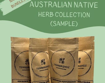 Australian Native Herb Collection (Sample Pack), All 4 Popular Native Australian Cooking Herbs, Spices and Seasoning! Excellent Gift Idea!