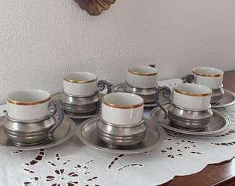 Set of 6 vintage porcelain coffee cups from the 1960s