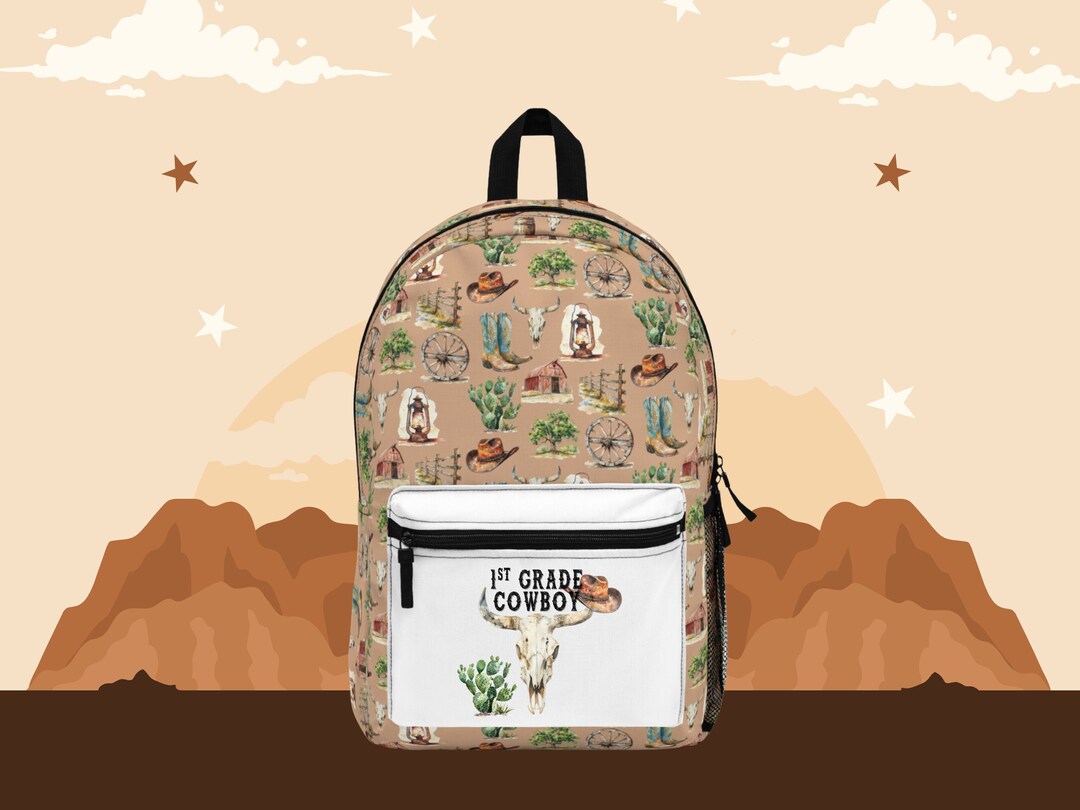 Western Style Kids Backpack Cute Cowboy 1st Grade School Bag Farm ...