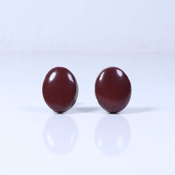 Hypoallergenic Solid Chocolate Brown Oval Cut Pol… - image 2