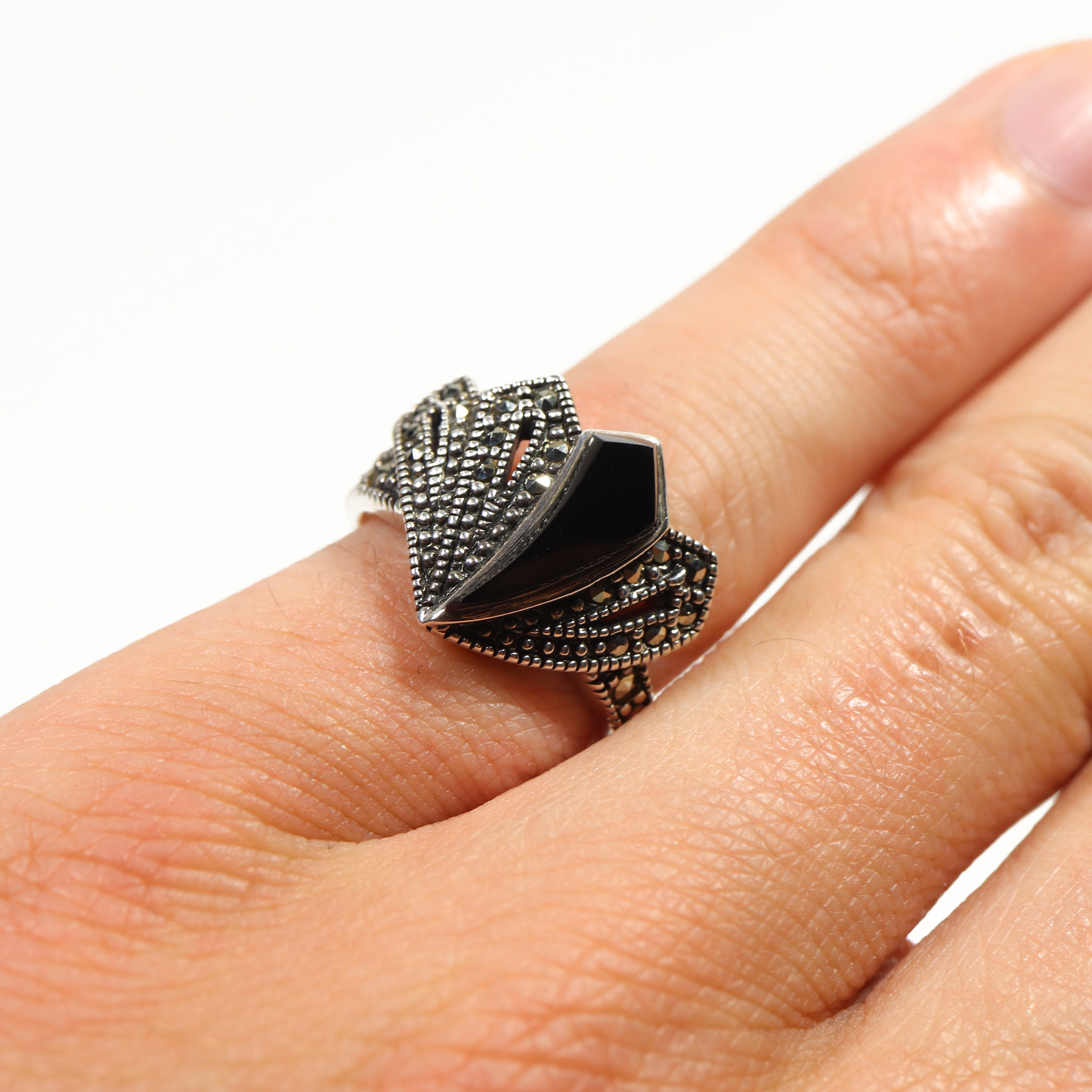 Elegant Vintage Sterling Silver 925 Art Deco Style Shield