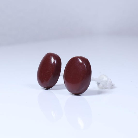 Hypoallergenic Solid Chocolate Brown Oval Cut Pol… - image 4