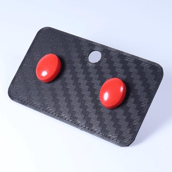 Hypoallergenic Solid Strawberry Red Oval Cut Poly… - image 7