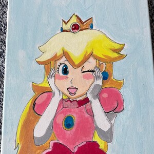 Hand-painted Princess Peach 11&quot; x 14&quot; Canvas