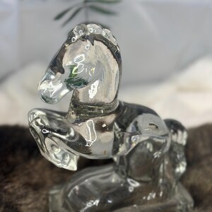 Vintage Clear Glass Horse Bookend- Cute Addition for Any Book Lover, Western Home Decor, Collectible Glass
