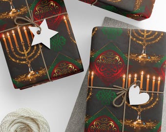 Kwanzaa Fine Art Wrapping Paper 90gsm Premium Kinara Gift Wrap African American Holiday Decor Elegant Cultural Celebration Gift Wrap