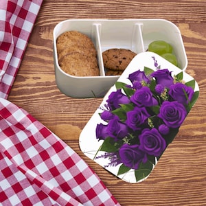 Lunch Box Bento, Purple Roses Bento Lunch Box, Cute Bento Box, Floral Design, Japanese Style Container, Lunch Container, Snack Box