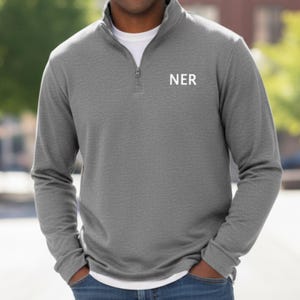 Personalized Initials Monogram 1/4 Zip Pullover, Custom Embroidered Quarter Zip Sweatshirt, Minimalist Monogram Gift for Men Women