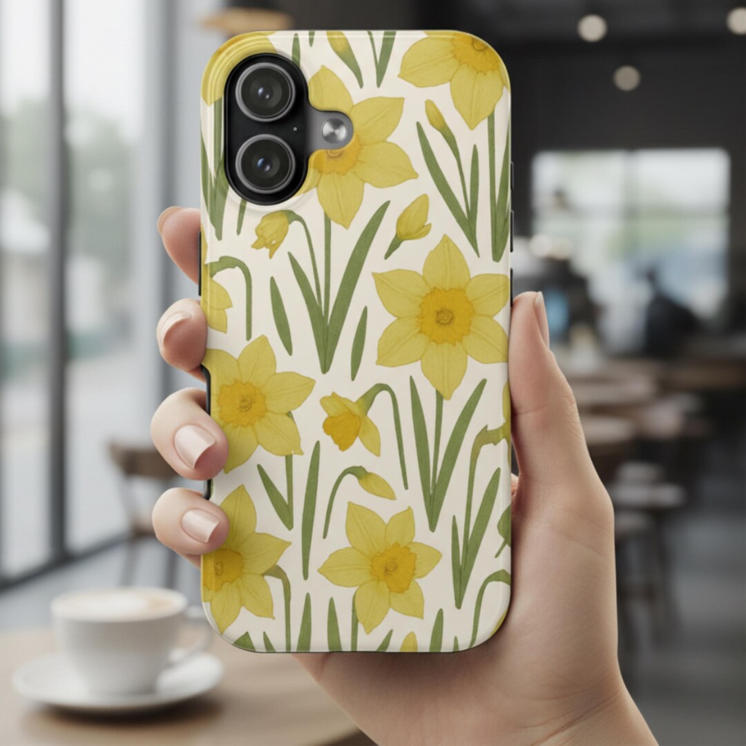 March Birth Flower Phone Case, Daffodil Faux Pressed Floral Case for ...