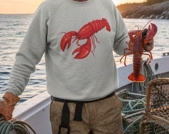 Lobster Sweatshirt for Fishermen, Coastal Fishing Crewneck, Lobster Boat Pullover, Fisherman Gift Lobster Lover Fisherman Aesthetic