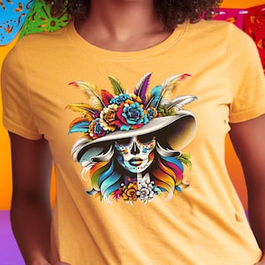Day Of The Dead Shirt, Day of the Dead Calavera Tshirt, Sugar Skull Woman Tee, Dia de los Muertos, Mexican Tradition, Cultural Tee