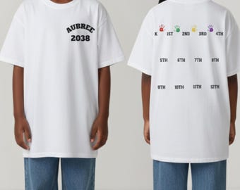 Handprint Grow With Me Shirts, Personalized School Years Shirt,  2038 Graduation Gift, Growing Up First Day to Senior Year Handprint Shirt