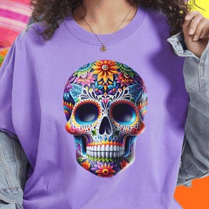 Dia De Los Muertos Shirt, Day of the Dead Tee, Dia de los Muertos Top, Mexican Flower Skull, Sugar Skull Shirt, Mexican Holiday, Catrina