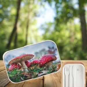Mushroom Bento Box, Kids School Items, Cottagecore Red Mushroom Food Container, Eco-Friendly Bento for Nature Lovers, Bento Lunchbox