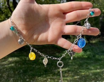 Silver Coraline inspired charm necklace