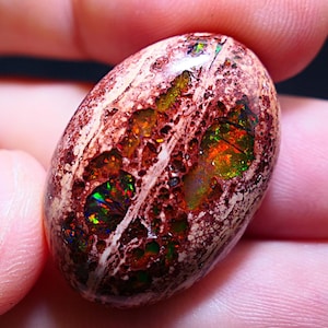 31.65ct Precious Opal,Opal for Jewelry,Boulder Opal,Cantera Opal,Polished Opal,Lightning Opals,Cabochons,Opal Supplier,Gem Quality Mexican