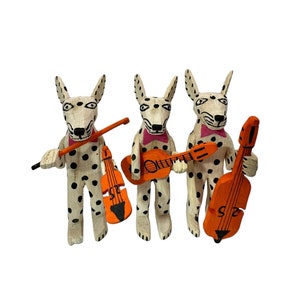 Oaxaca Wood Carving Musical Dogs Mexican Folk Art