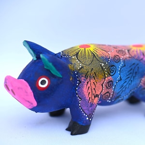 Pig Figures,Alebrije Pig,Colorful Pig,Pig Figures,Wooden Alebrije,Wood Pig,Handmade Pig,Wooden Figure,Wood Carving,Folk Art