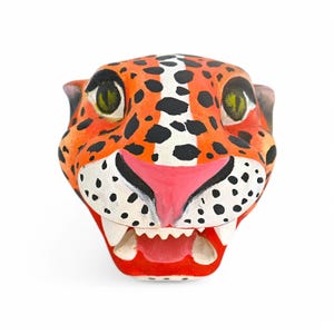 5.40&quot; Jaguar Head Figures,Alebrije Jaguar Head,Colorful Jaguar,Small Figures,Wooden Alebrije,Handmade Jaguar Head,Wood Carving,Folk Art
