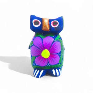 2.33&quot; Owl Figures,Alebrije Owl,Colorful Owl,Mini Owl,Wooden Alebrije,Wood Owl,Handmade Owl,Wooden Figure,Folk Art