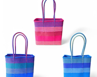 Handgemaakte tas,Mexicaanse tassen,boodschappentassen,herbruikbare tas,bestendige tas,hergebruikt plastic,plastic zakken,kleurrijke tas,gevangenistassen,grote tassen