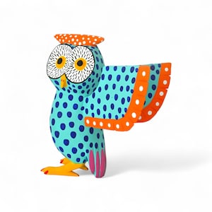8.50" Owl Figures,Alebrije Owl,Blue Owl,Medium Owl,Medium Figures,Wooden Alebrije,Wood Owl,Handmade Owl,Wood Carving,Folk Art