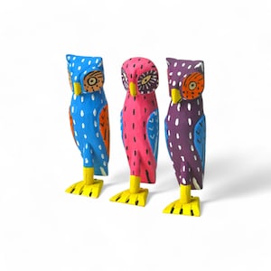 3.92" Owl Figures,Alebrije Owl,Purple Owl,Small Owl,Small Figures,Wooden Alebrije,Wood Owl,Handmade Owl,Wood Carving,Folk Art