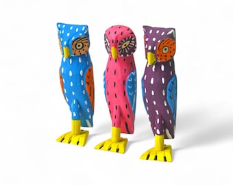 3.92&quot; Owl Figures,Alebrije Owl,Purple Owl,Small Owl,Small Figures,Wooden Alebrije,Wood Owl,Handmade Owl,Wood Carving,Folk Art