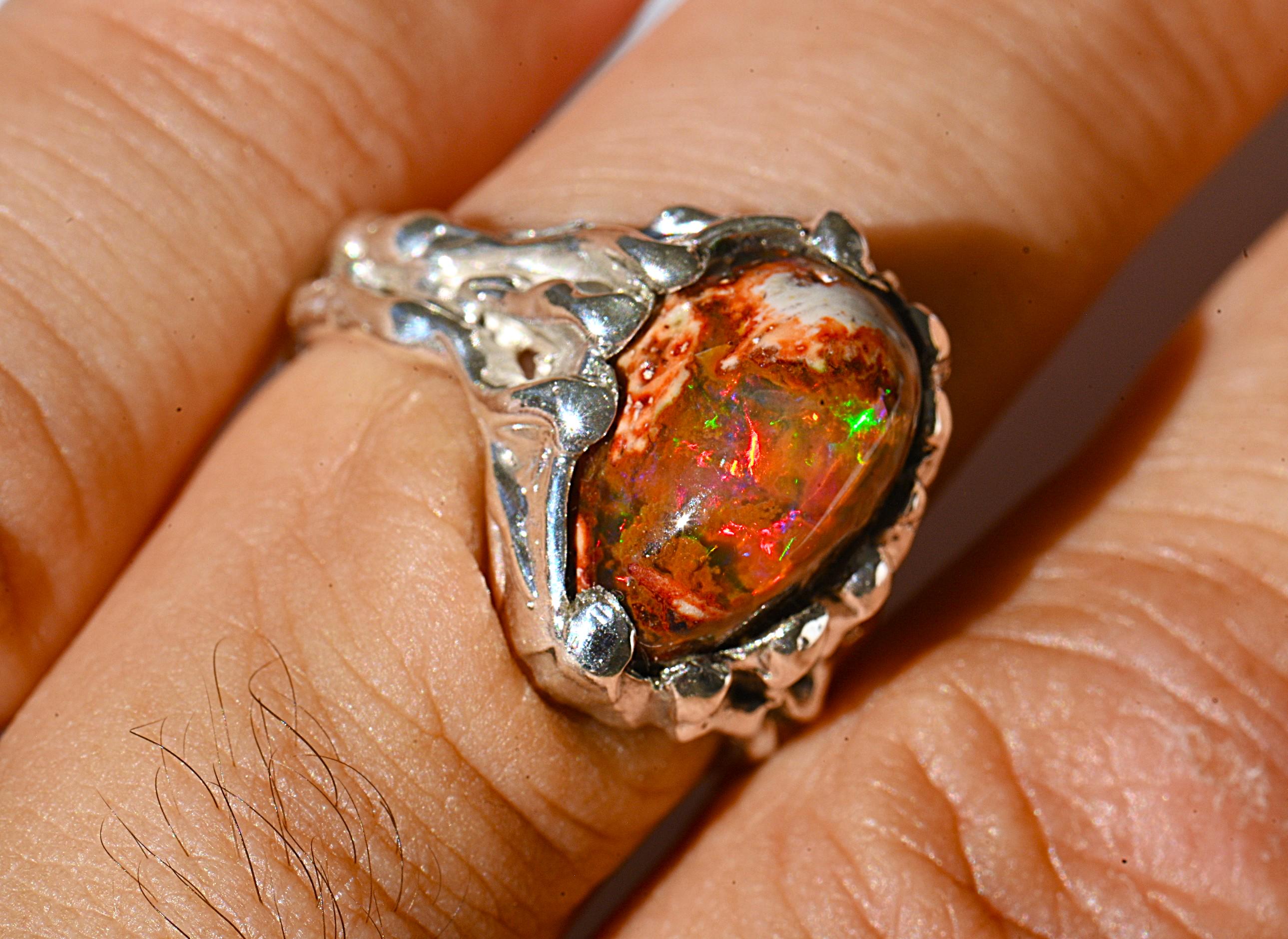 Rainbow Opal Gemstone Most Expensive Opal Ring 8sz Mexican Rings