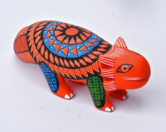 5.00" Hand Painted Oaxacan Axolotl Alebrije, Intricate Grecas & Geometric Patterns