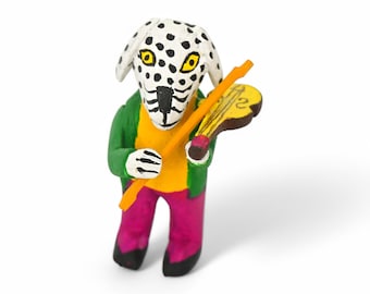 2.60" Oaxaca Musician Alebrije, Hand Carved Wood Folk