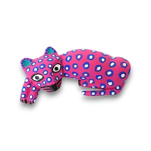 2.40&quot; Jaguar Figures,Alebrije Jaguar,Pink Jaguar,Small Jaguar,Small Figures,Wooden Alebrije,Wood Jaguar,Handmade Jaguar,Wood Carving,FolkArt