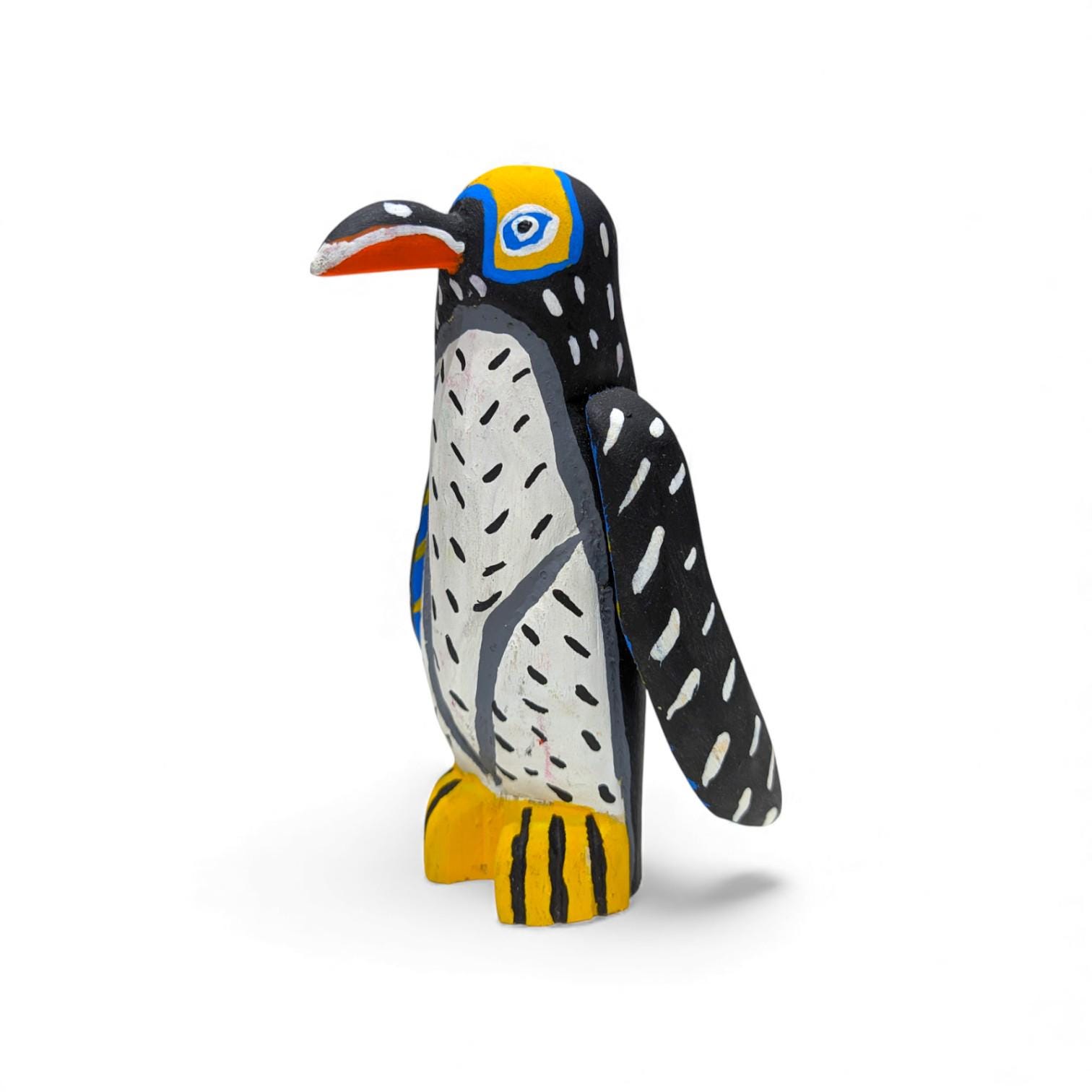 工芸品 Alfredo Barbine Hand Carved Alebrije Penguin, Oaxacan Folk Art (3.90