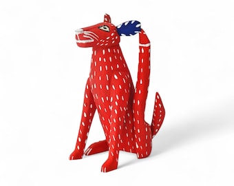 4.00 "Hundefiguren, Alebrije Hund, Flohhund, Hund kratzen, des Menschen Bester Freund, Verspielte Hunde, Holzhund, Handgefertigter Hund, Placido Santiago
