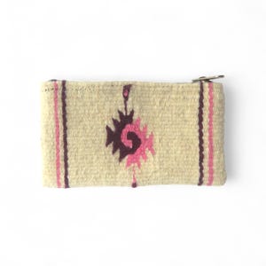 Portefeuille en laine 5,65", Portefeuille fait main, Portefeuille blanc, Portefeuille zapotèque, Portefeuille mexicain, Laine naturelle, Portefeuille résistant, Petit portefeuille