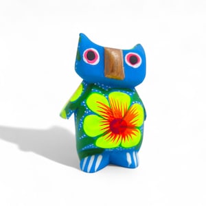 2.33&quot; Owl Figures,Alebrije Owl,Colorful Owl,Mini Owl,Wooden Alebrije,Wood Owl,Handmade Owl,Wooden Figure,Folk Art