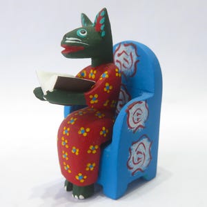 Cat Figures,Alebrije Cat,Alebrije Reader,Cat Reader,Small Figures,Wooden Alebrije,Wood Cat,Handmade Cat,Wood Carving,Folk Art