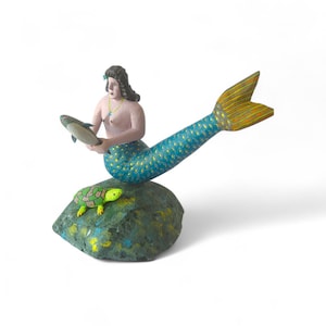 7.00&quot; Mermaid Figures,Being Mythological,Medium Mermaid,Medium Figures,Wood Mermaid,Handmade Mermaid,Wood Carving,Folk Art