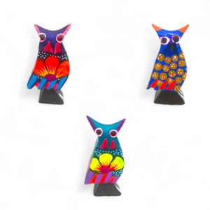 2.10&quot; Owl Figures,Alebrije Owl,Colorful Owl,Mini Owl,Wooden Alebrije,Wood Owl,Handmade Owl,Wooden Figure,Folk Art