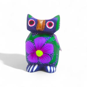 2.33&quot; Owl Figures,Alebrije Owl,Colorful Owl,Mini Owl,Wooden Alebrije,Wood Owl,Handmade Owl,Wooden Figure,Folk Art
