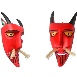 Handgjord Oaxacan Alebrije-mask, färgglad träsnideri, folkkonst bild 9