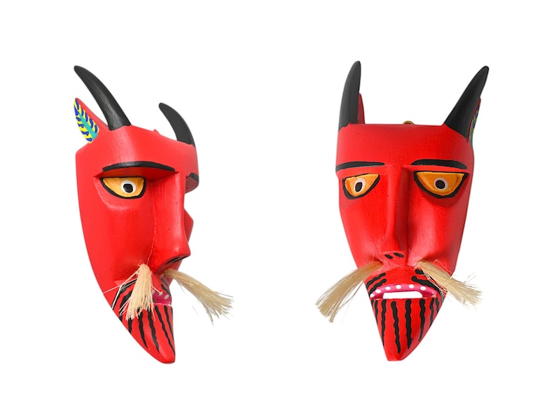 Handgjord Oaxacan Alebrije-mask, färgglad träsnideri, folkkonst bild 9