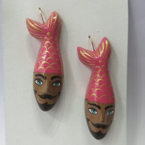 Brincos Nahual Rosa Claro em Papelão com Arte Mexicana Puebla