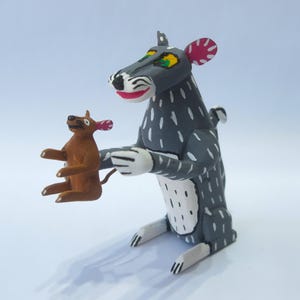 3.90&quot; Cat with Mouse Figures,Alebrije Cat,Purple Cat,Small Cat,Small Figures,Wooden Alebrije,Wood Cat,Handmade Cat,Wood Carving,Folk Art