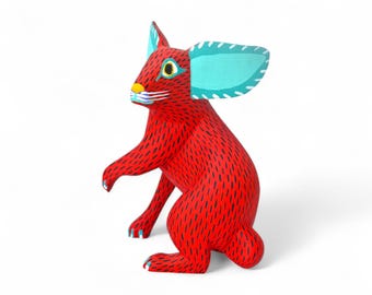 メキシコ民芸品 アレブリヘ ウサギ 木彫り 置物 ウサギの像 メキシコの民芸品 アレブリヘ彫刻 木製ウサギ装飾置物
