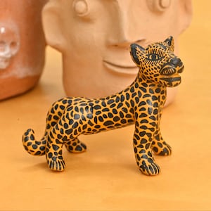 3.40&quot; Jaguar Figures,Brown Jaguar,Small Jaguar,Small Figures,Clay Jaguar,Handmade Jaguar,Sculpted Clay,FolkArt