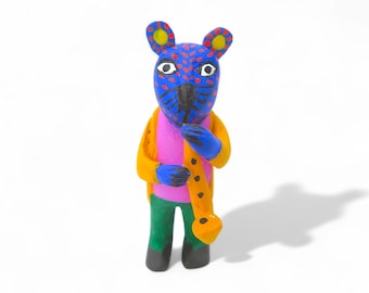 2.60" Oaxaca Musician Alebrije, Hand Carved Wood Folk